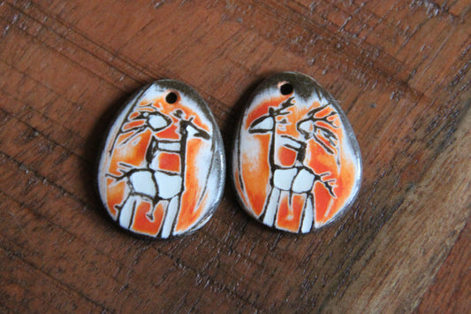 Riding my horse... a pair of ceramic earring dangles
