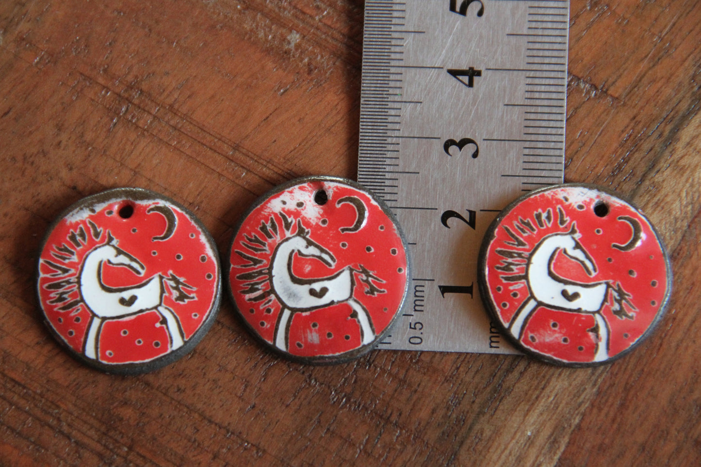 Horses - TRIO of ceramic pendants