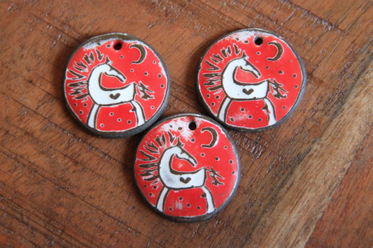 Horses - TRIO of ceramic pendants
