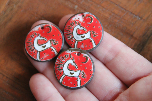 Horses - TRIO of ceramic pendants