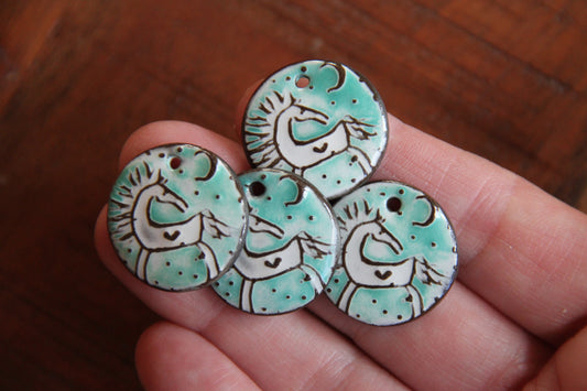 Horses - a pair of ceramic earring dangles