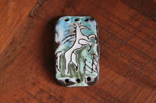 Rearing white horse - ceramic bracelet bar
