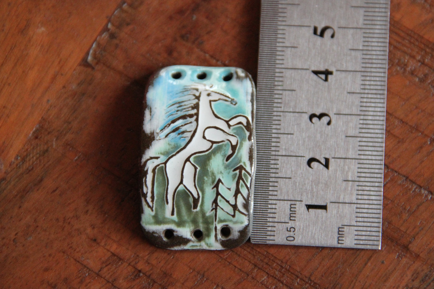 Rearing white horse - ceramic bracelet bar