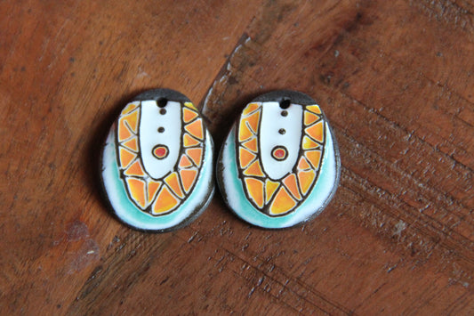 Earring Pair, handmade ceramic beads