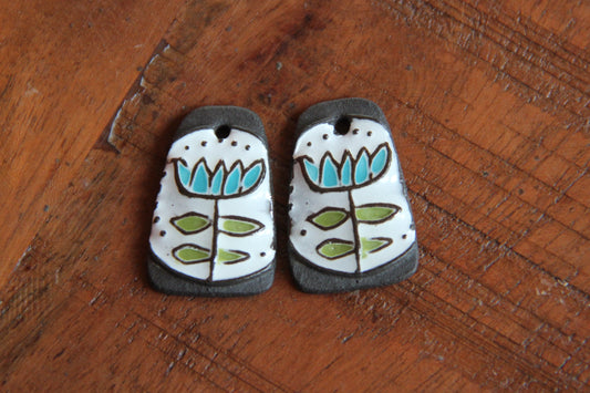 A pair of FLOWER ceramic earring dangles