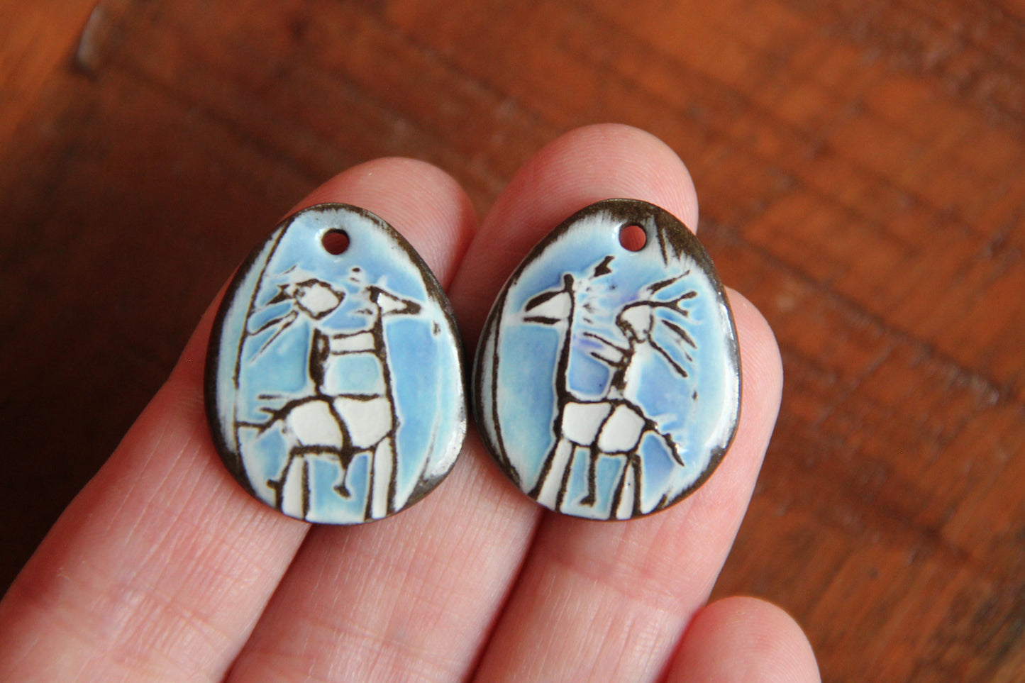 Riding my horse... a pair of ceramic earring dangles