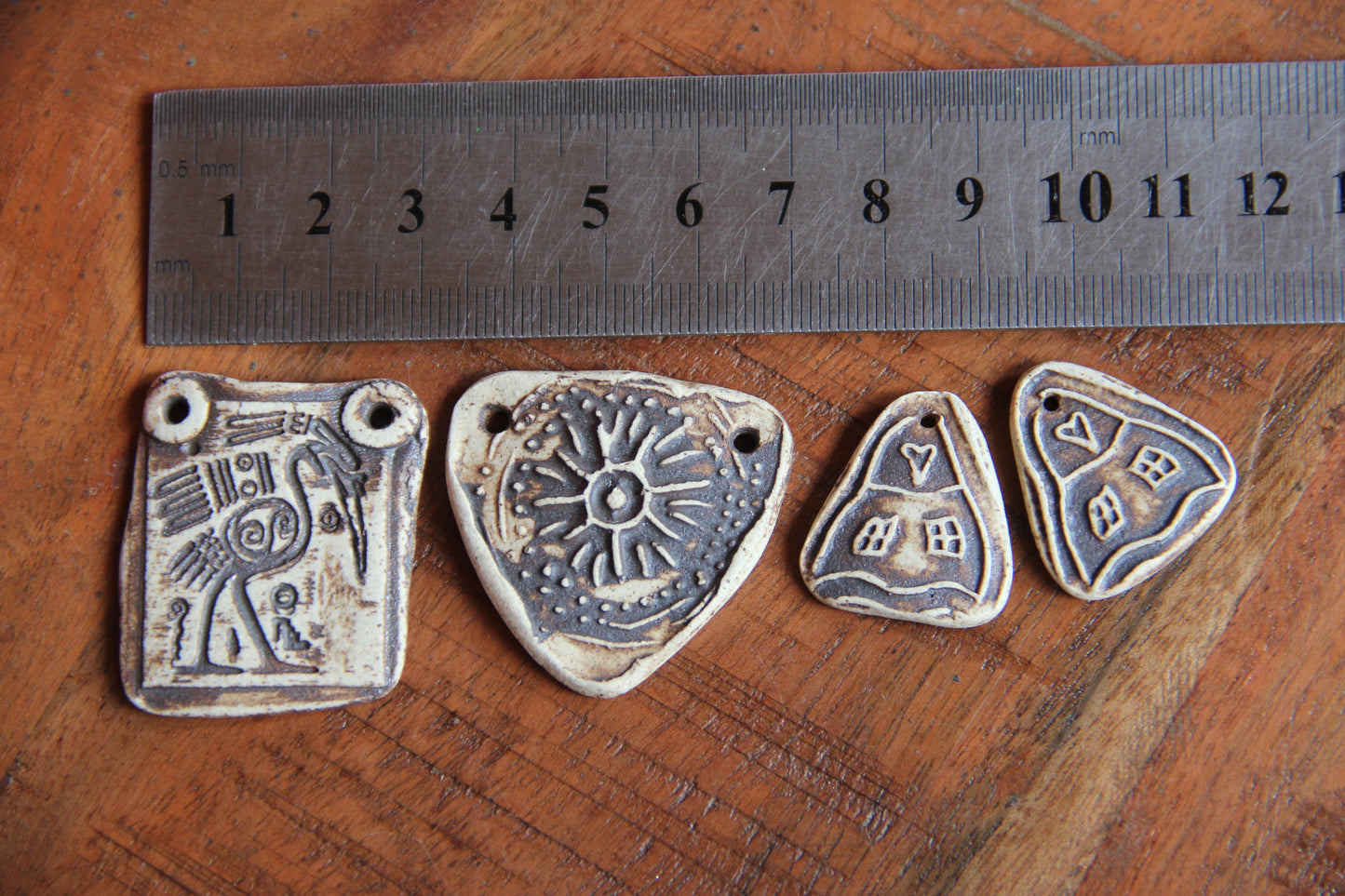 SALE - a pack of stoneware rustic beads / pendants