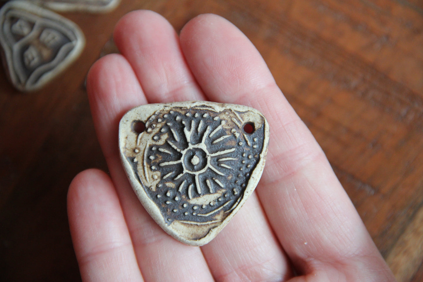 SALE - a pack of stoneware rustic beads / pendants