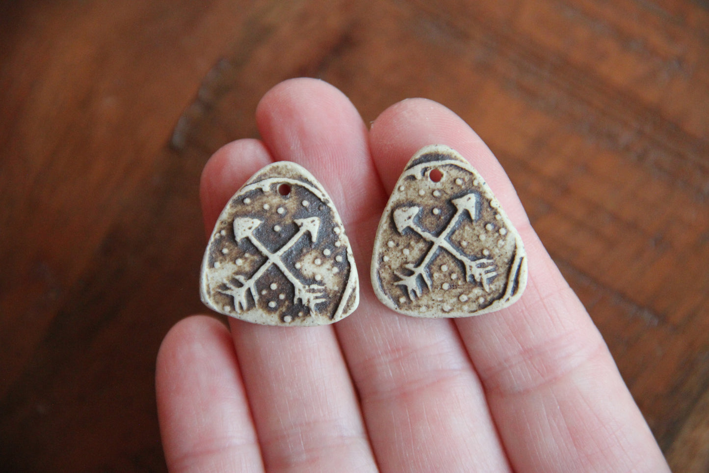 SALE - a pack of stoneware rustic beads / pendants