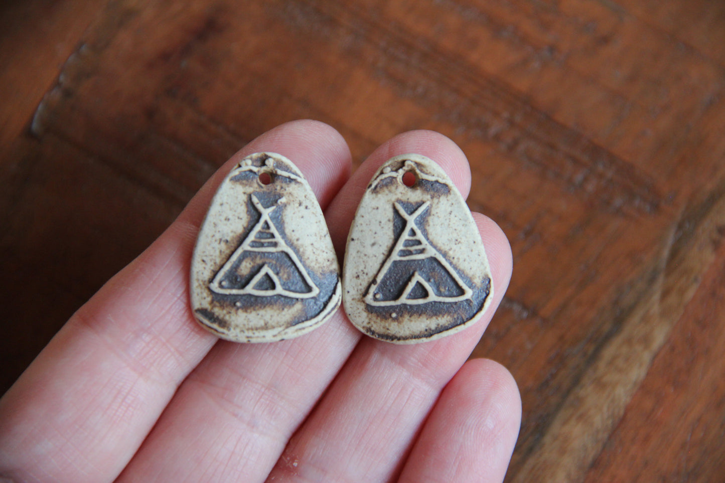 SALE - a pack of stoneware rustic beads / pendants