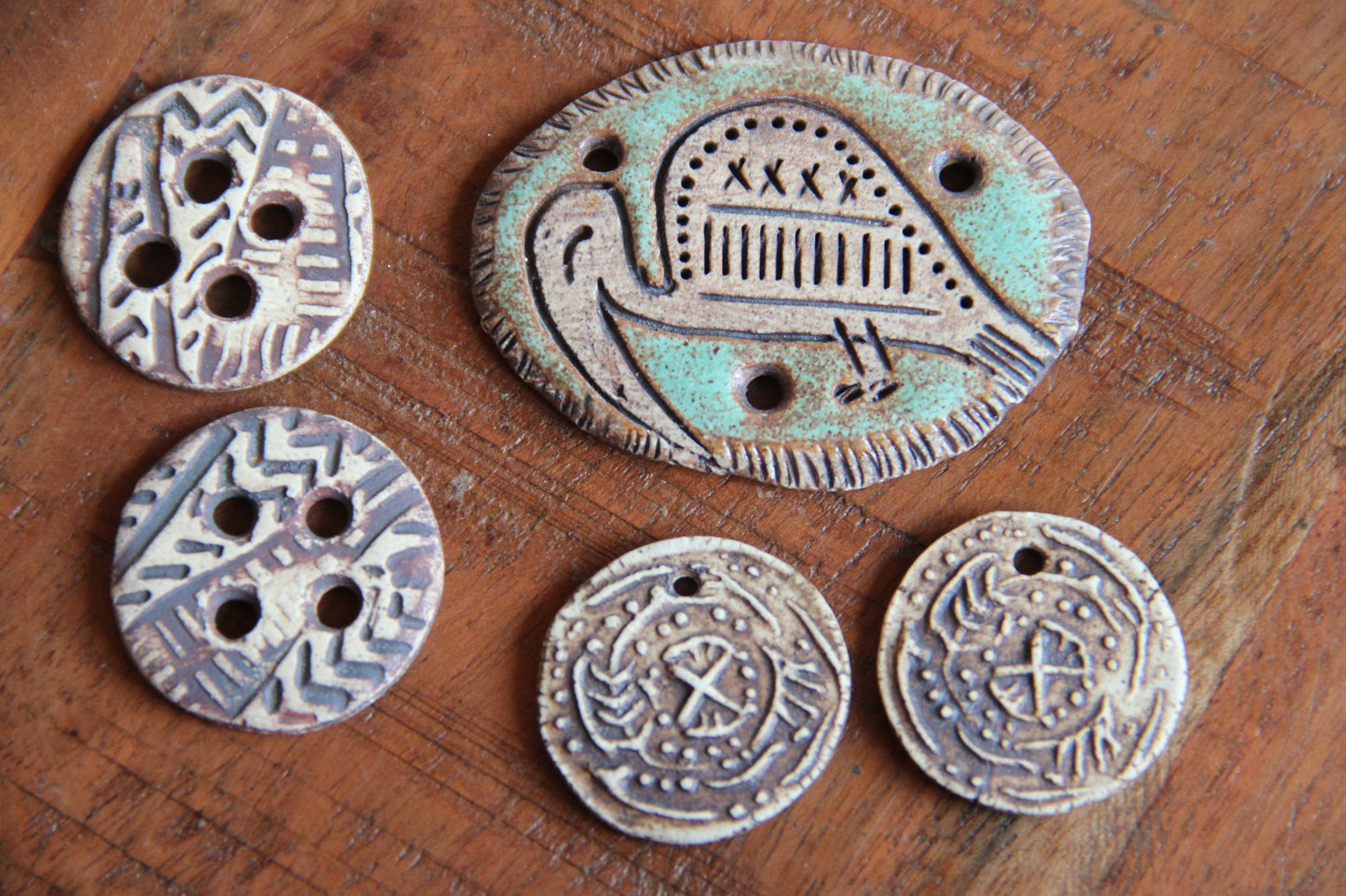 SALE - a pack of stoneware rustic beads / pendants