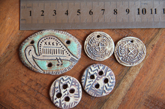SALE - a pack of stoneware rustic beads / pendants