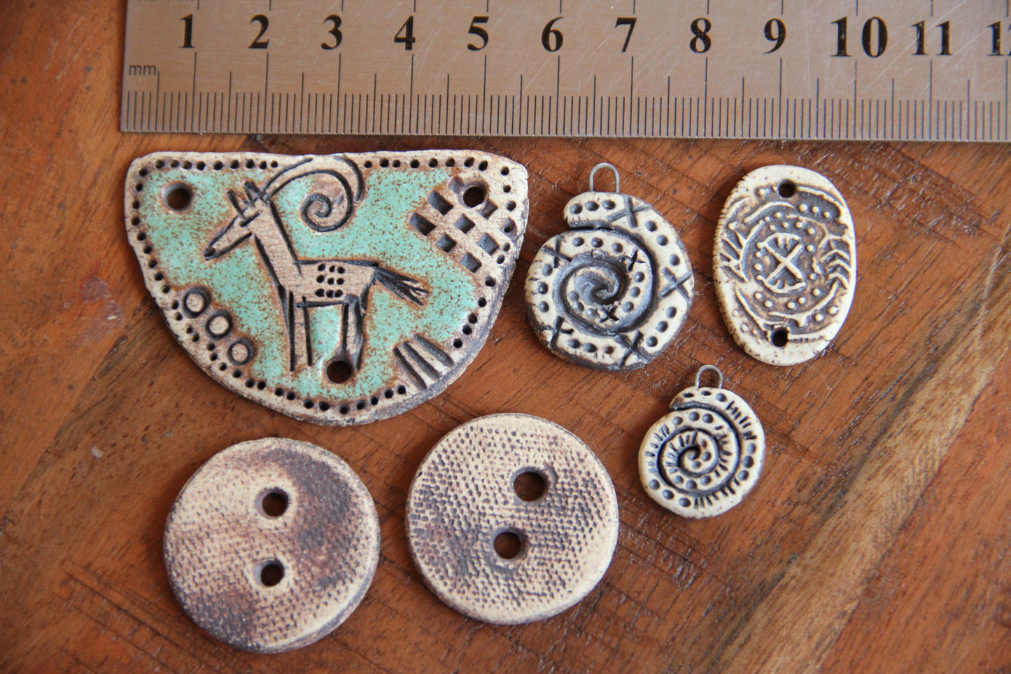 SALE - a pack of stoneware rustic beads / pendants