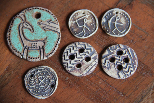 SALE - a pack of stoneware rustic beads / pendants