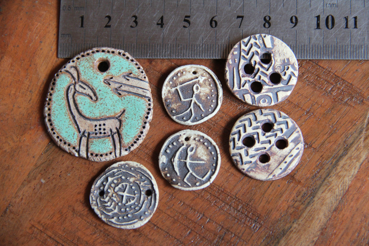 SALE - a pack of stoneware rustic beads / pendants
