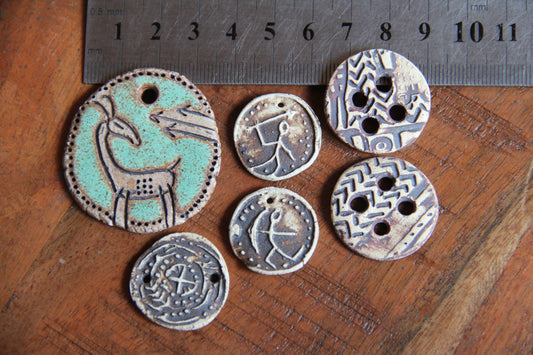 SALE - a pack of stoneware rustic beads / pendants