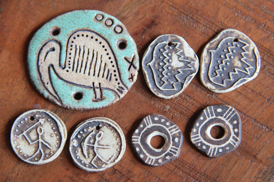 SALE - a pack of stoneware rustic beads / pendants