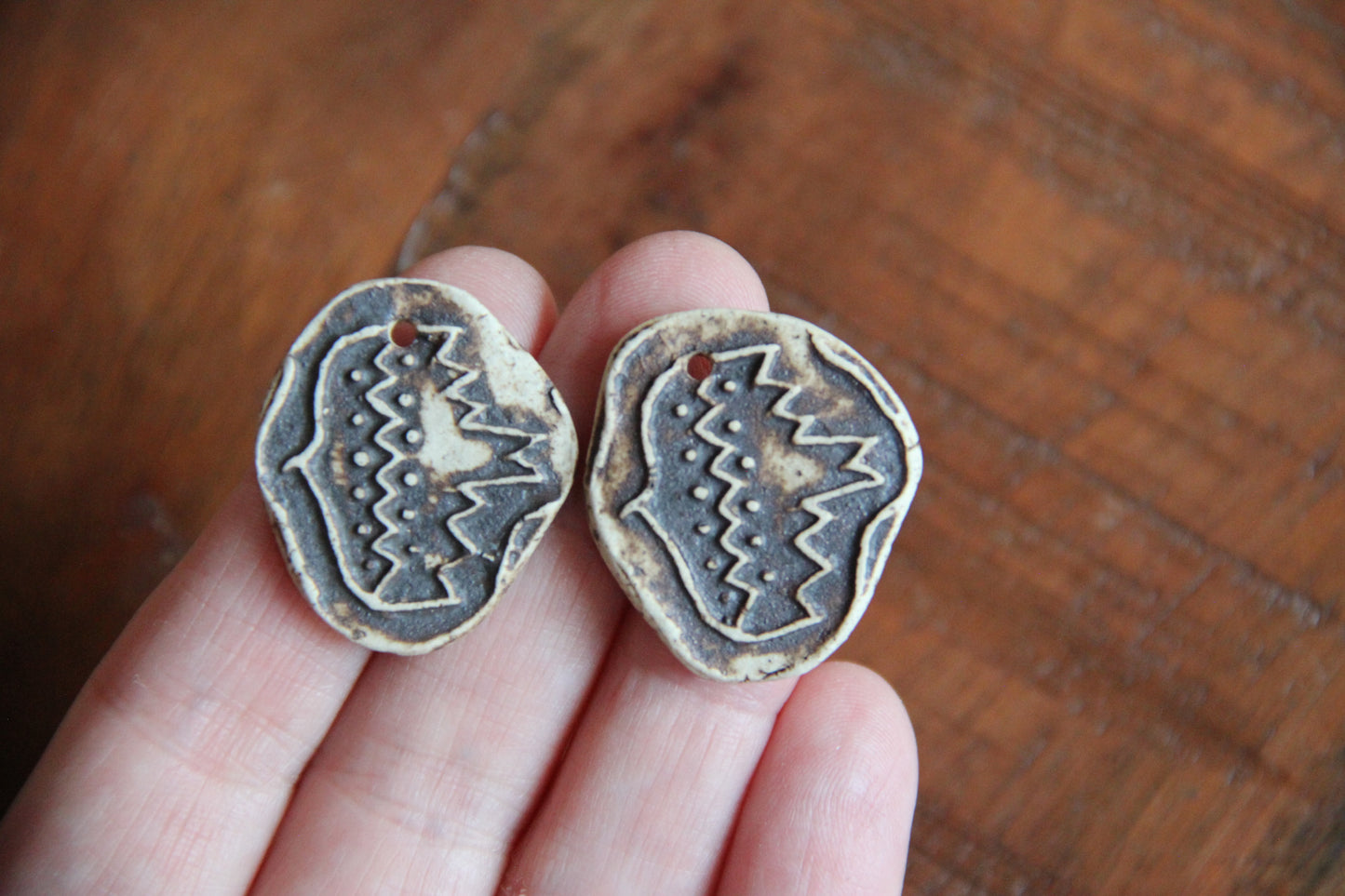 SALE - a pack of stoneware rustic beads / pendants