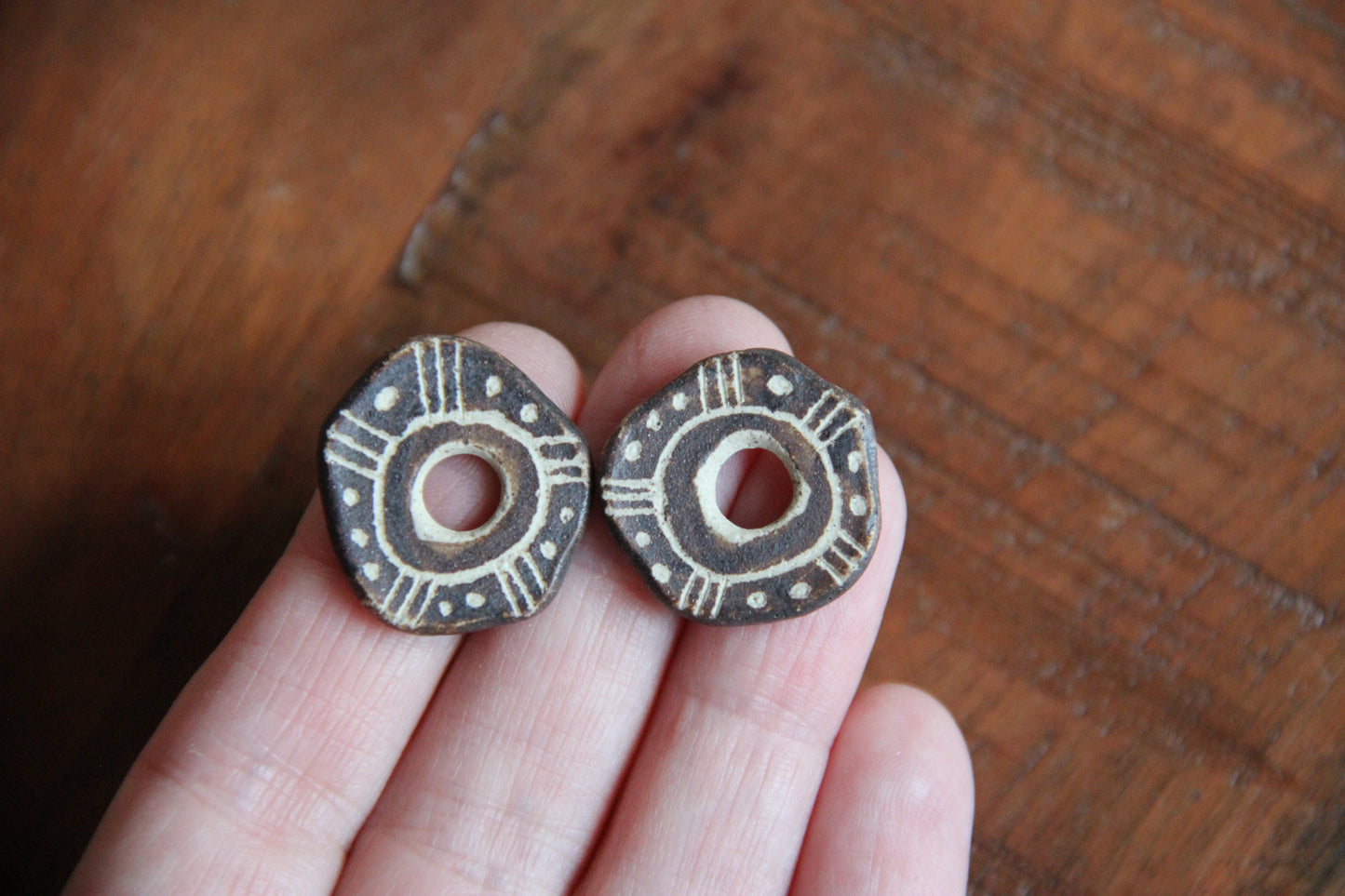 SALE - a pack of stoneware rustic beads / pendants