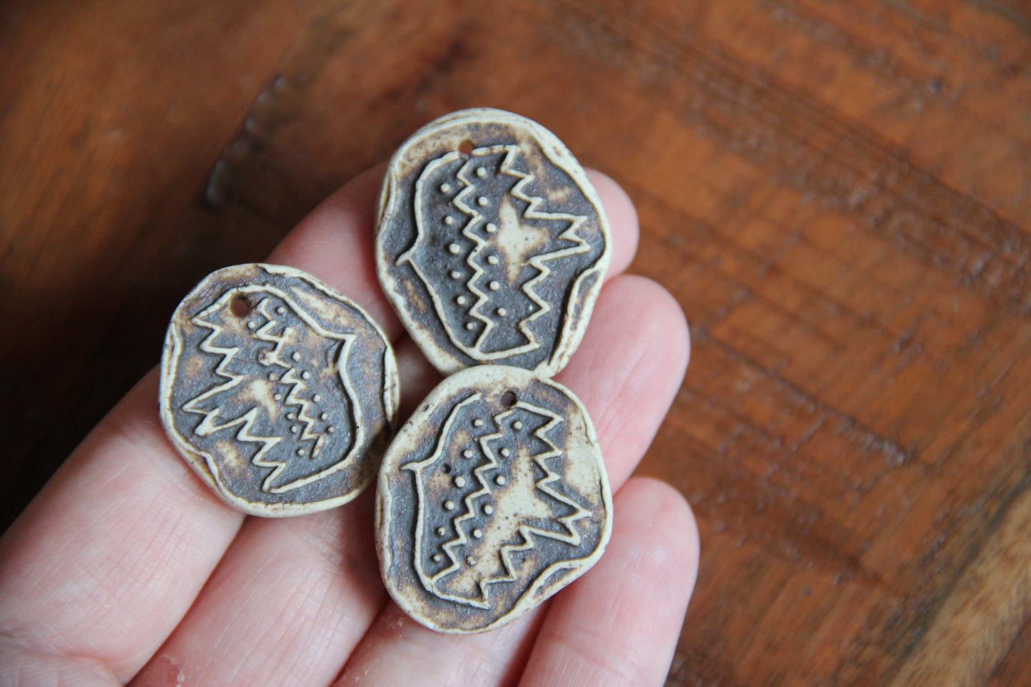 SALE - a pack of stoneware rustic beads / pendants