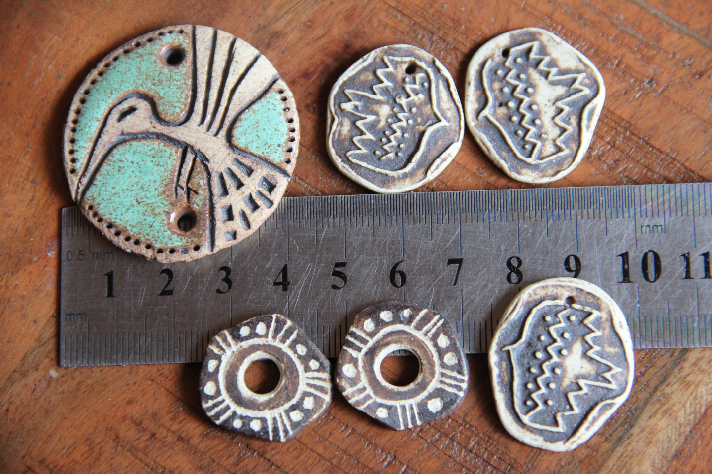 SALE - a pack of stoneware rustic beads / pendants