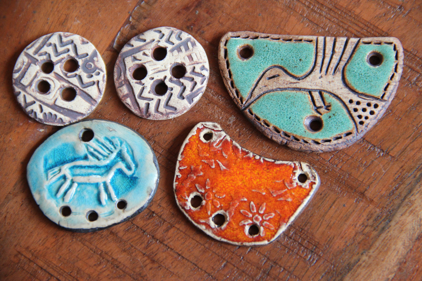 SALE - a pack of stoneware rustic beads / pendants