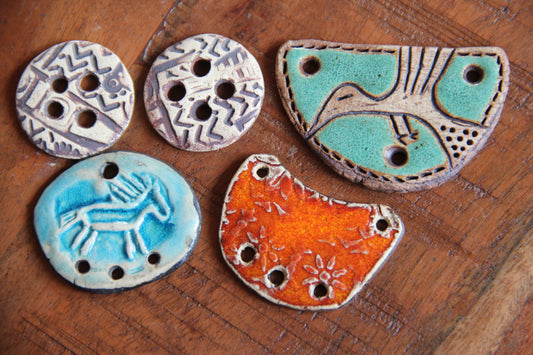 SALE - a pack of stoneware rustic beads / pendants