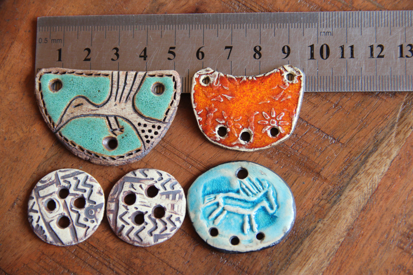 SALE - a pack of stoneware rustic beads / pendants