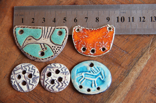 SALE - a pack of stoneware rustic beads / pendants