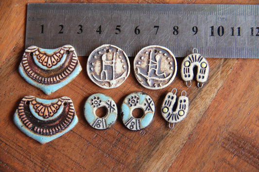 SALE - a pack of stoneware rustic beads / pendants