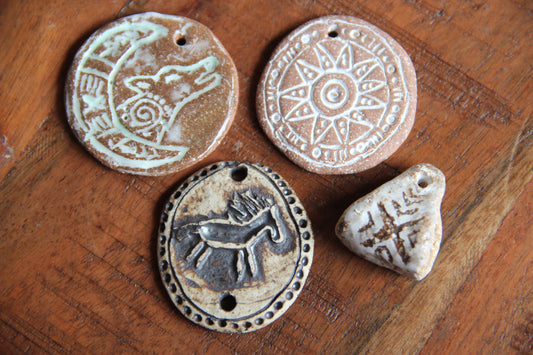 SALE - a pack of stoneware rustic beads / pendants