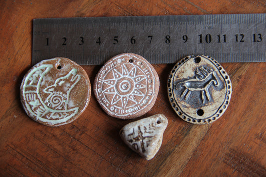 SALE - a pack of stoneware rustic beads / pendants