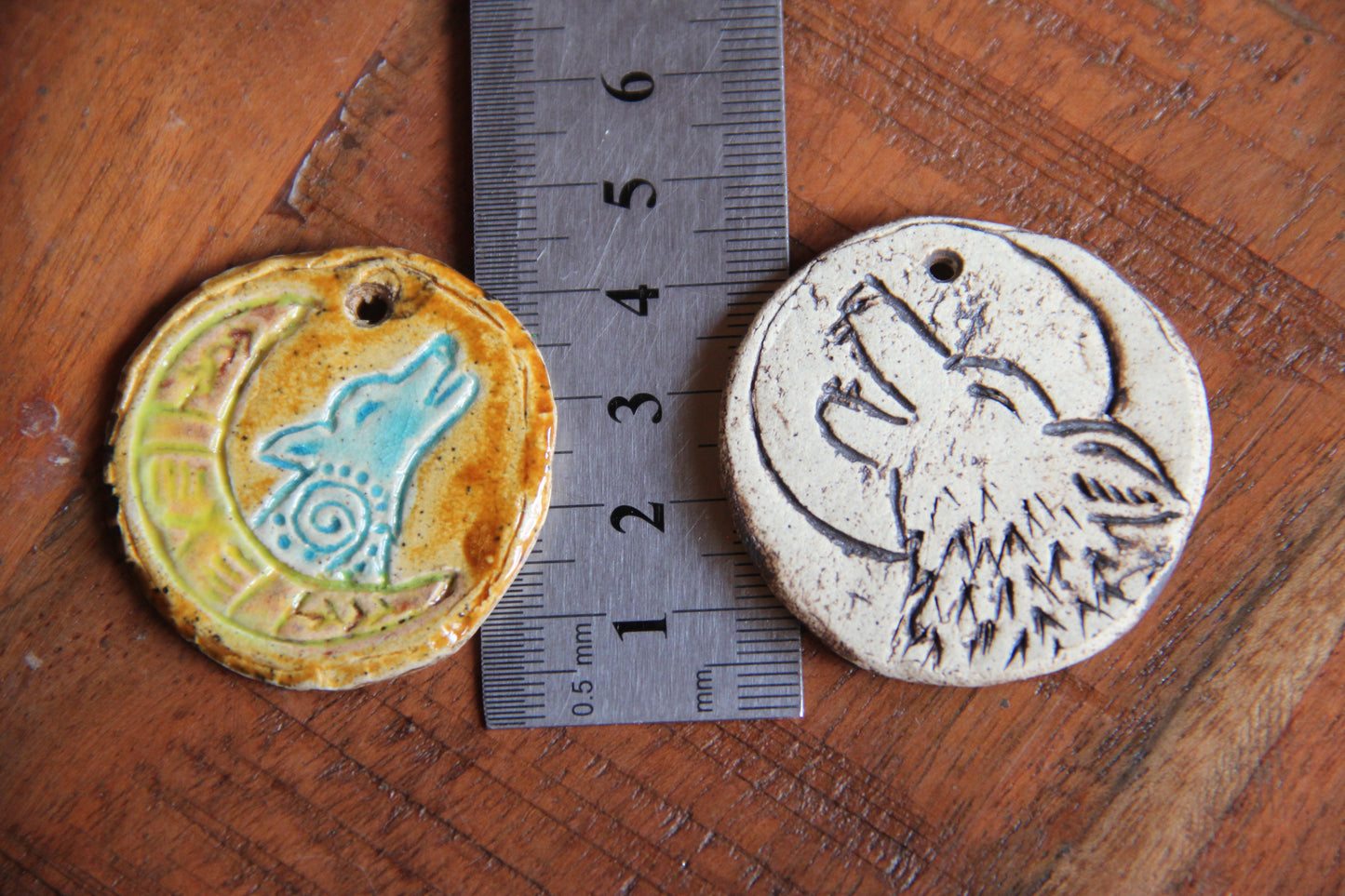 SALE -  2 Howling Wolf Focal Pendants