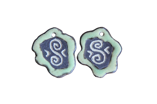 Rustic pair, organic shape - ceramic earring dangles