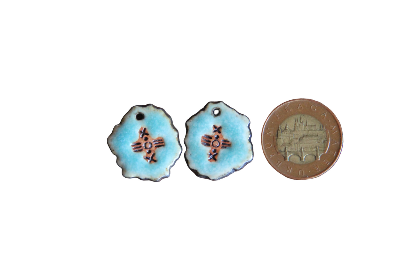 Rustic pair, organic shape - ceramic earring dangles