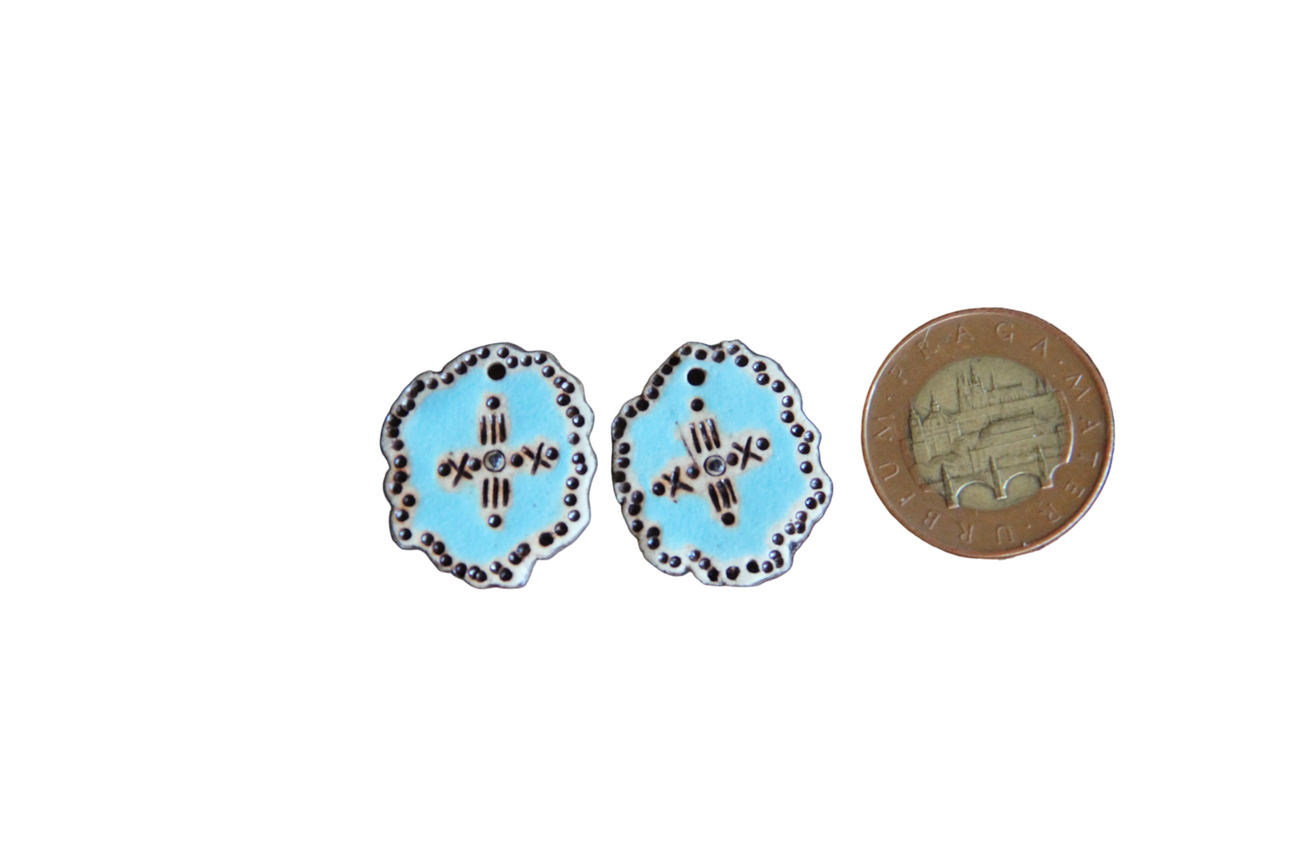 Rustic pair, organic shape - ceramic earring dangles