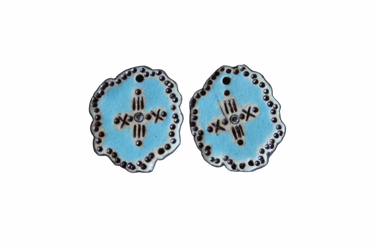 Rustic pair, organic shape - ceramic earring dangles