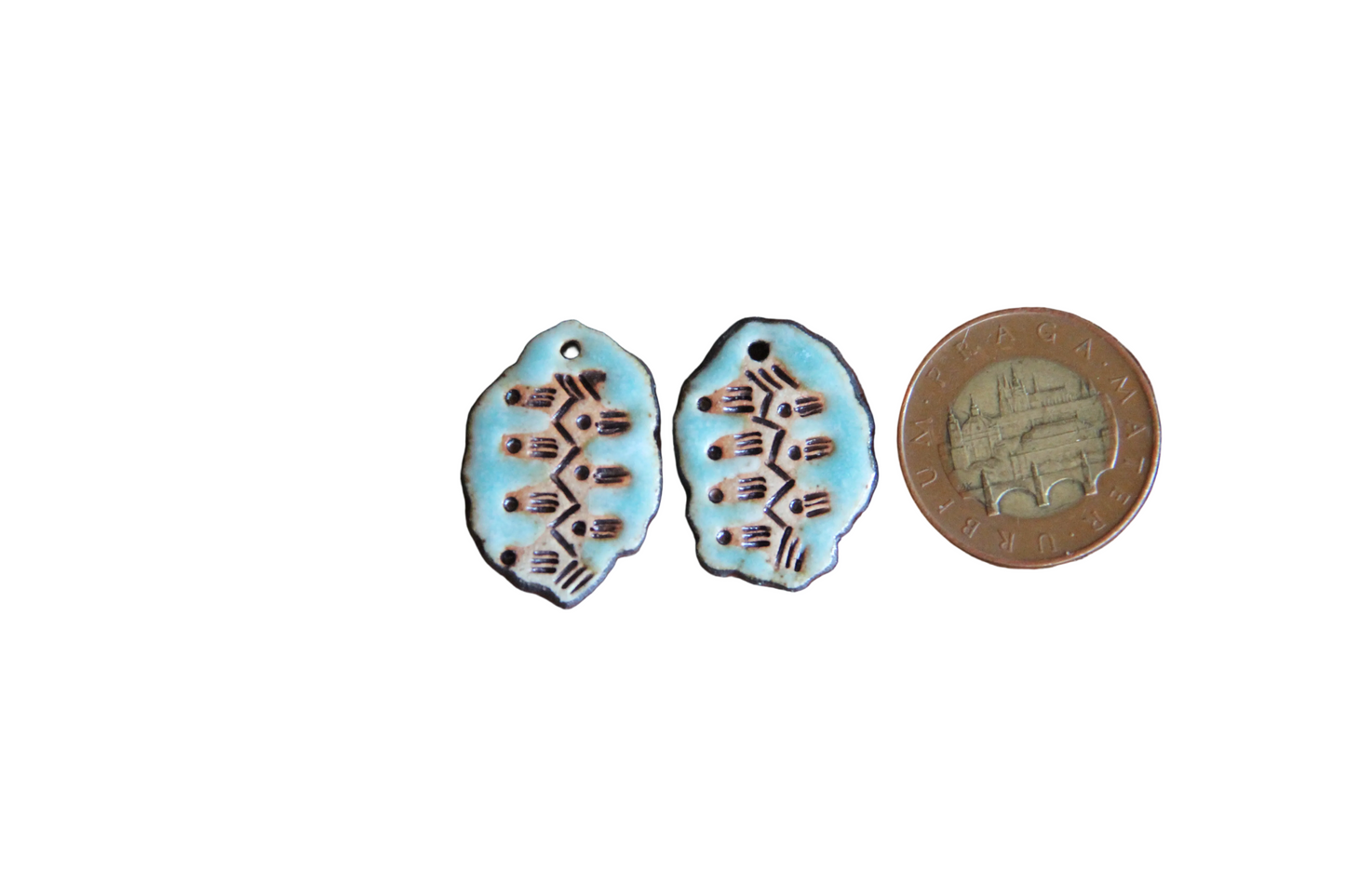Rustic pair, organic shape - ceramic earring dangles
