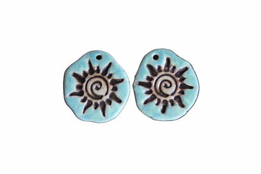 Rustic pair - ceramic earring dangles