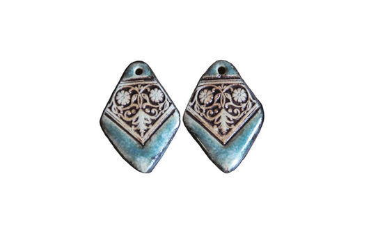 Rustic pair - ceramic earring dangles