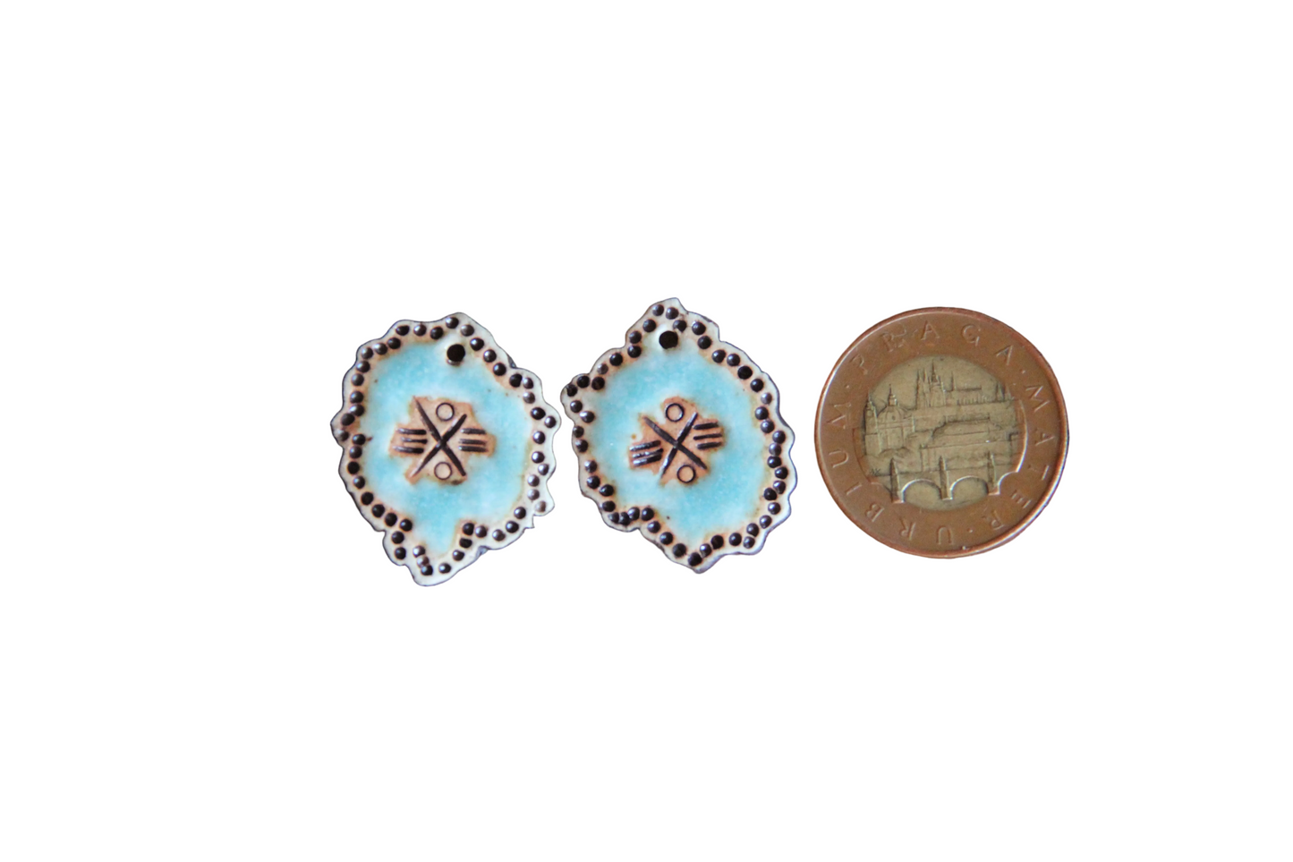 Rustic pair, organic shape - ceramic earring dangles