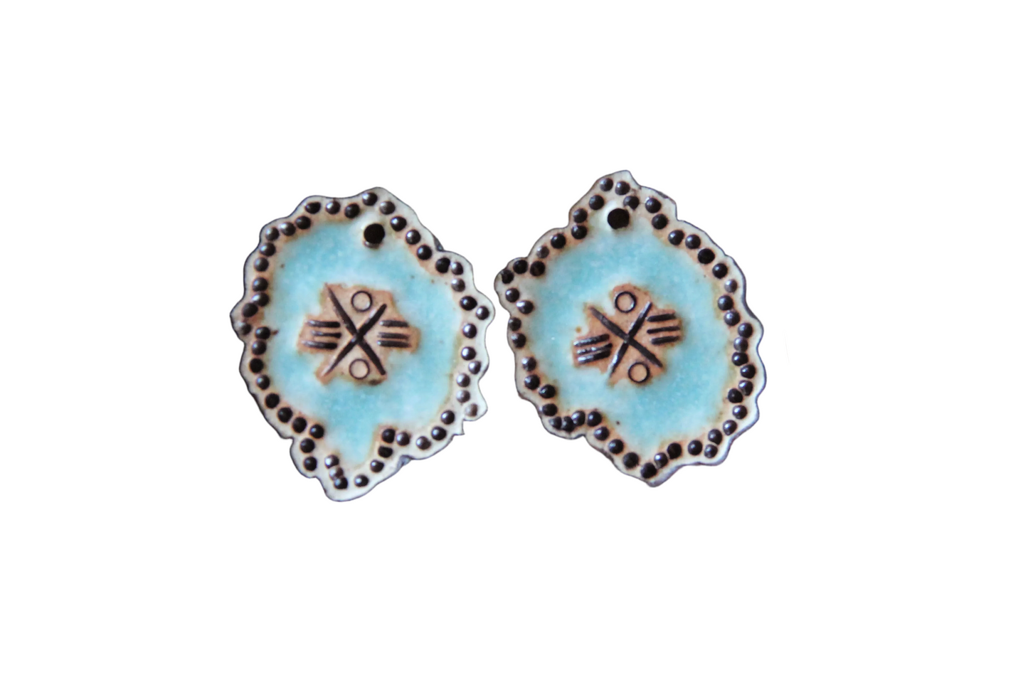Rustic pair, organic shape - ceramic earring dangles