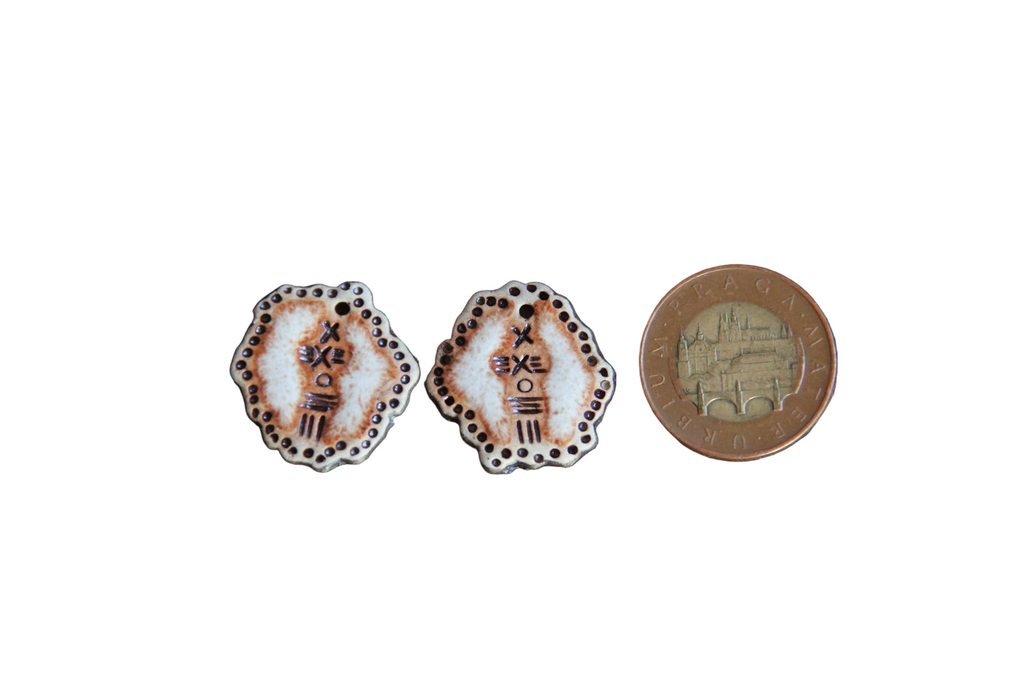 Rustic pair, organic shape - ceramic earring dangles