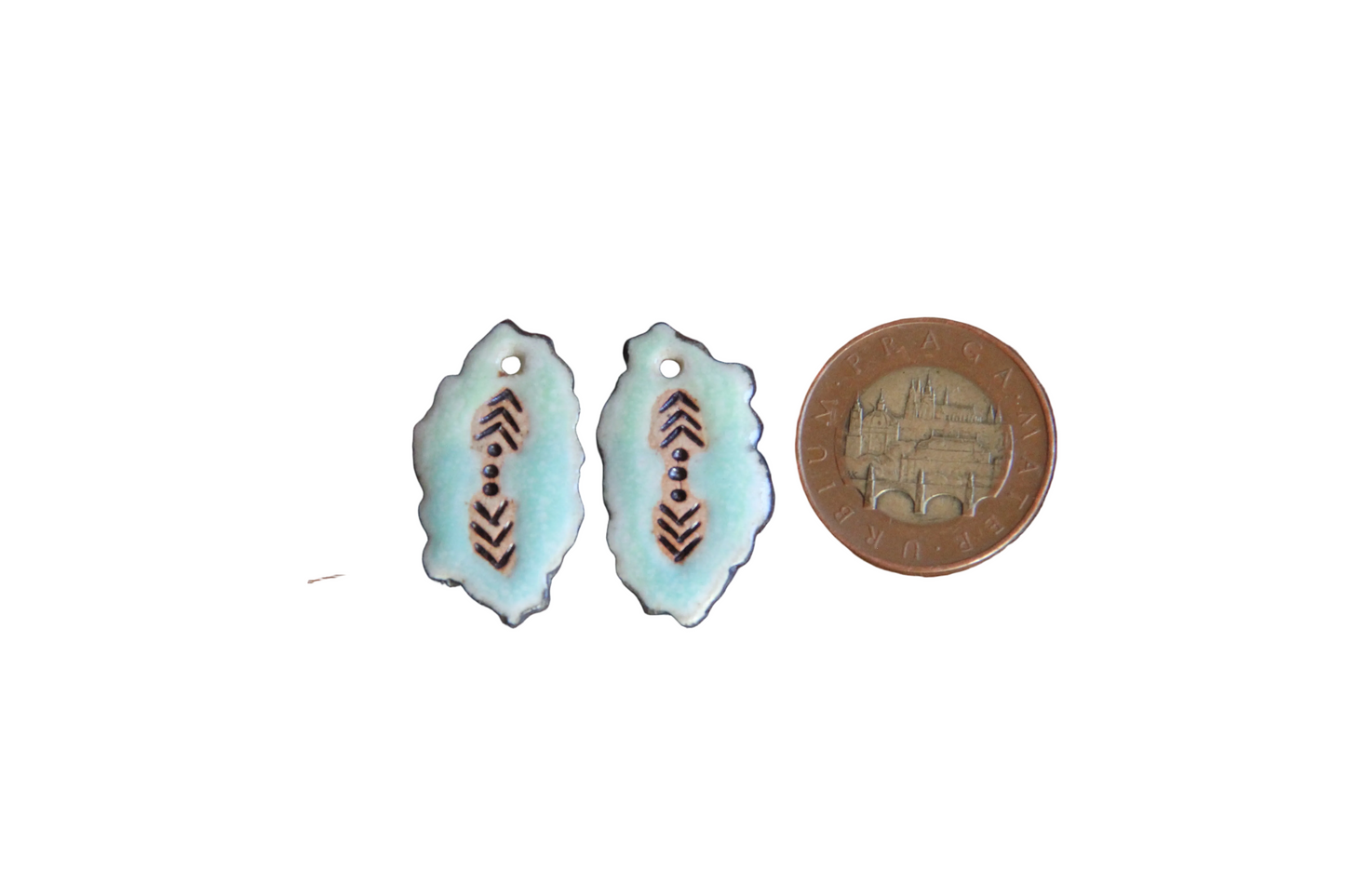 Rustic pair, organic shape - ceramic earring dangles