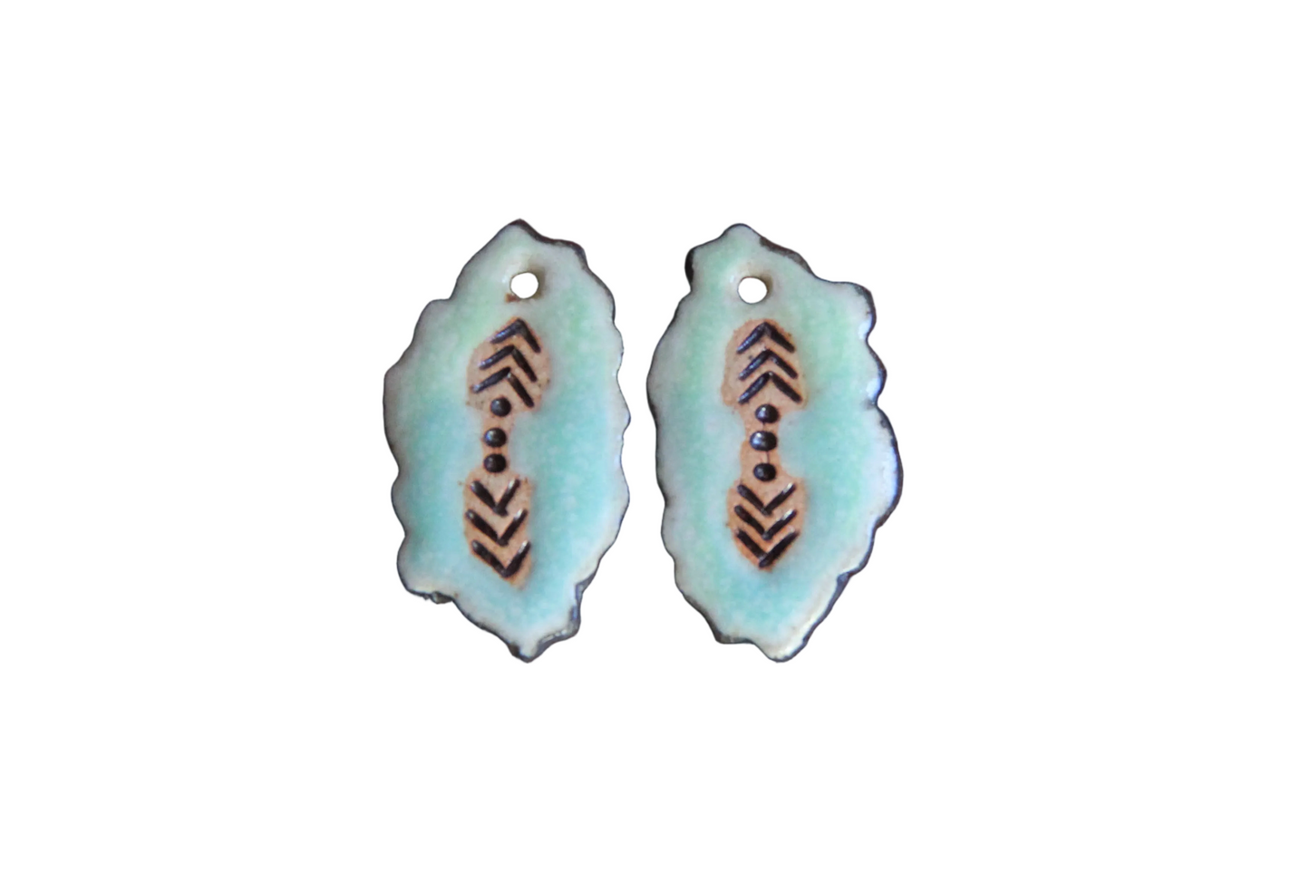 Rustic pair, organic shape - ceramic earring dangles