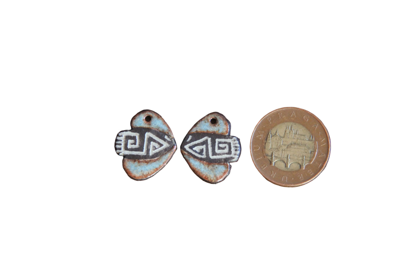BIRDS... Rustic pair - ceramic earring dangles
