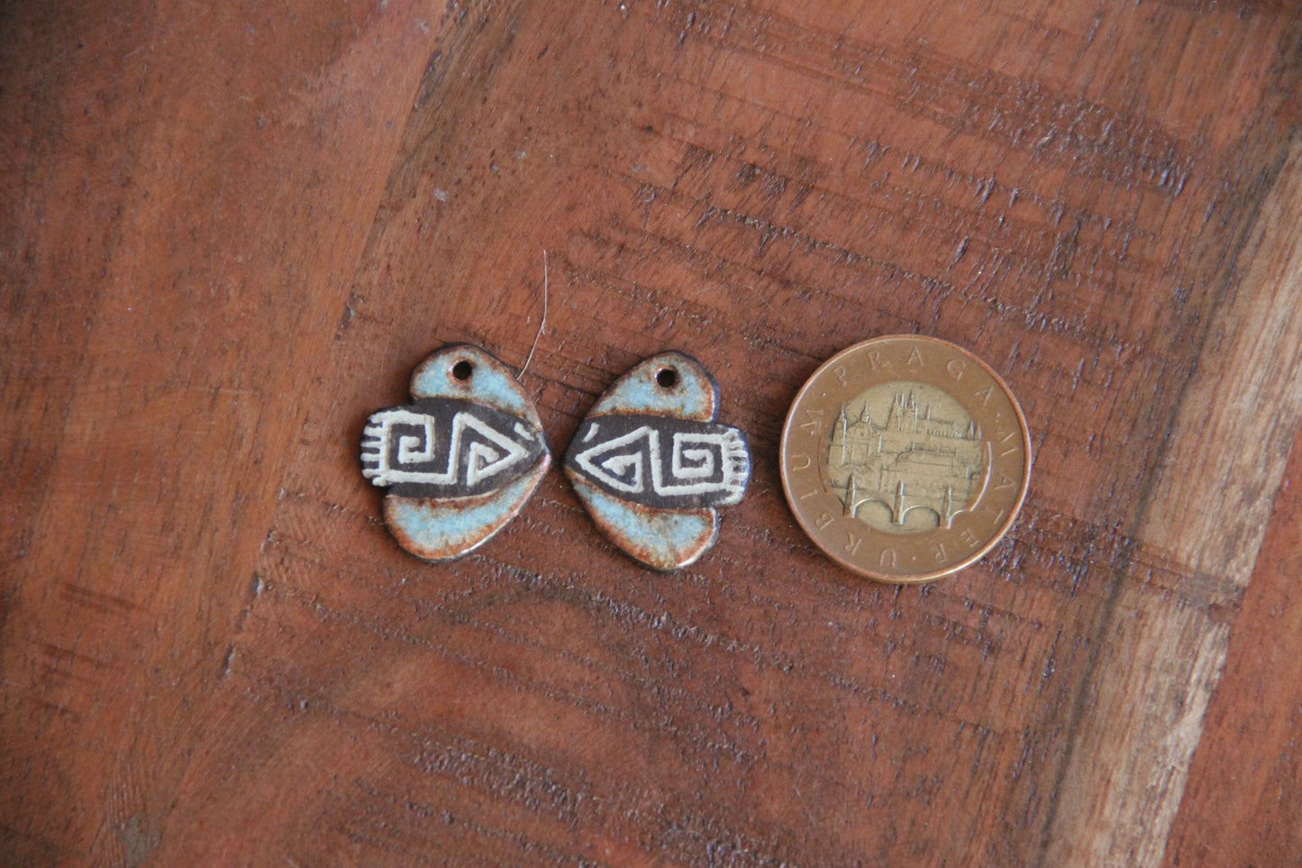 BIRDS... Rustic pair - ceramic earring dangles
