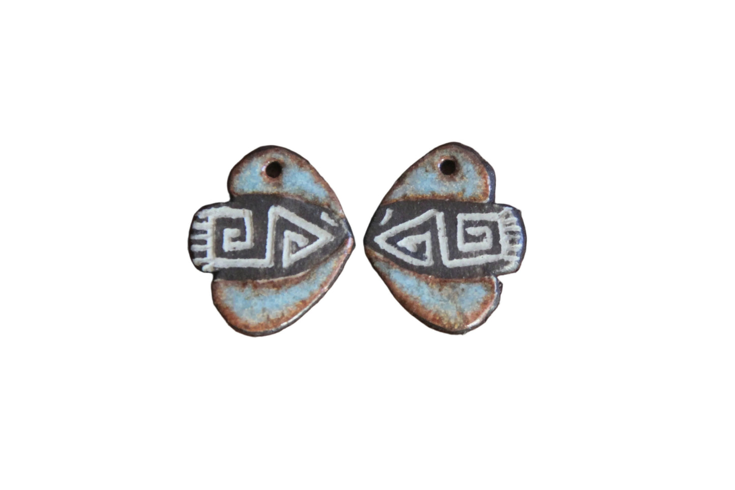 BIRDS... Rustic pair - ceramic earring dangles
