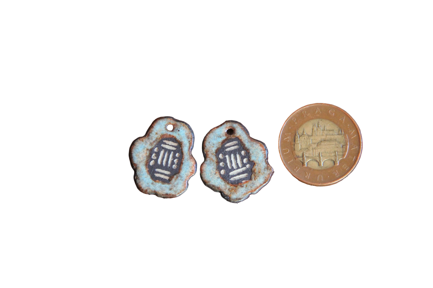 Rustic pair, organic shape - ceramic earring dangles