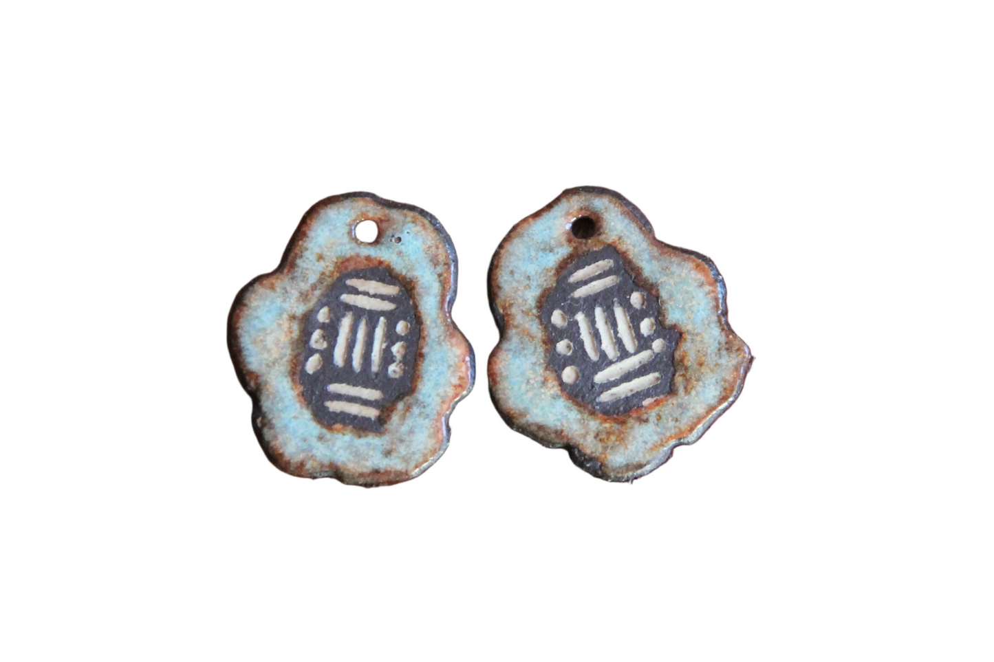 Rustic pair, organic shape - ceramic earring dangles